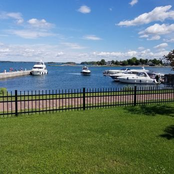 1000 Islands Harbor Hotel - St Lawrence River view from Seaway grill patio. - Hotels Near Me - Clayton, New York 1000 Islands Harbor Hotel - St Lawrence River view from Seaway grill patio. - Hotels Near Me - Clayton, New York
