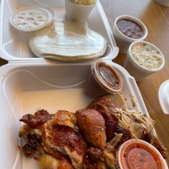El Pollo Dorado - dinner combo: half chicken mixed with rice, beans and Mexican style potato salad, flour tortillas and hot and mild salsa - Mexican Near Me - Roswell, Georgia El Pollo Dorado - dinner combo: half chicken mixed with rice, beans and Mexican style potato salad, flour tortillas and hot and mild salsa - Mexican Near Me - Roswell, Georgia