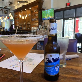 Buenos Aires Cafe - Pink señorita and a Quilmes beer - Argentine Near Me - Bee Cave, Texas