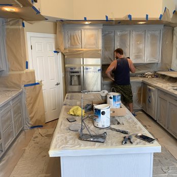 Cabinet Renovations - Masking in progress. - Cabinetry Near Me Cabinet Renovations - Masking in progress. - Cabinetry Near Me