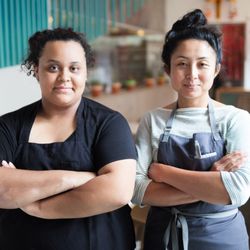 Sprouts Cooking Club - Sprouts' Chef-in-Training mentor chef and mentee. Chefs donate hours of time to pass on their expertise