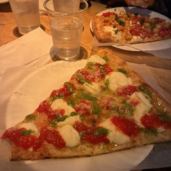 Square Pizza - White Pesto square-Slice with marinera - Pizza Near Me - New York, New York Square Pizza - White Pesto square-Slice with marinera - Pizza Near Me - New York, New York