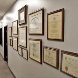 Franklyn R Gergits, MBA, DO, FAOCO - Our proud wall showing all of our licensing, awards, and special accomplishments!!!