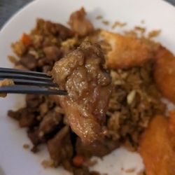 Panda Paradise - Mushroom Chicken and Fried Rice. Fried Shrimp on the side