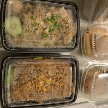 Kare Thai - Chicken Thai Fried Rice, chicken Pad Thai Noodle, and two orders of Spring Rolls and two empty stomachs - Thai Near Me - New York, New York