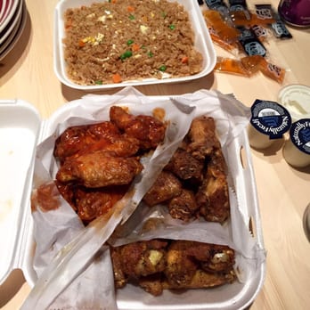 Wings & BBQ - Wings combo #6: 10 lemon pepper, 10 crazy, 10 jerk wings, 3 sodas, and substituted large fry with fried rice for $25.25. - Chicken Wings Near Me - Smyrna, Georgia