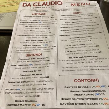 Da Claudio - Menu - Italian Near Me - New York, New York Da Claudio - Menu - Italian Near Me - New York, New York
