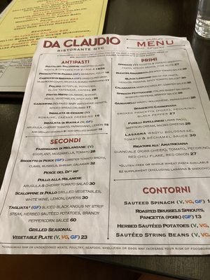 Menu photo 3 Da Claudio New York, NY