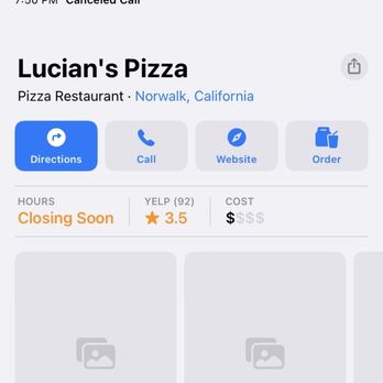 Lucian's Pizza - Norwalk - Call records of 3 times I called and had to hang up because they never answered. - Pizza Near Me - Norwalk, California Lucian's Pizza - Norwalk - Call records of 3 times I called and had to hang up because they never answered. - Pizza Near Me - Norwalk, California