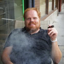 Huntington Humidor - Jim Lutz seated outside the Huntington Humidor - June 24, 2009 . . .Huntington , NY - USA