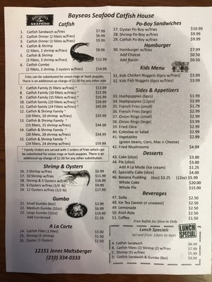 Menu photo 6 Bayseas Catfish Restaurant San Antonio, TX