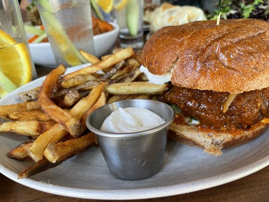 Photo of Plum Bistro - Seattle, WA, US. Buffalo Portobello Burger
