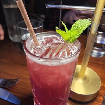 The Ridge House - The Flower Child Mocktail (mint and blueberry tea, lemon juice, spicy hibiscus syrup). - Burgers Near Me - Wood-Ridge, New Jersey The Ridge House - The Flower Child Mocktail (mint and blueberry tea, lemon juice, spicy hibiscus syrup). - Burgers Near Me - Wood-Ridge, New Jersey