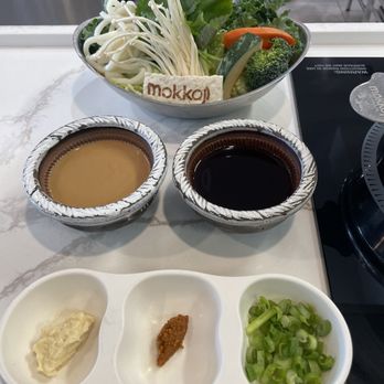 Mokkoji Shabu Shabu - Mokkoji veggie and sauce spread - Hot Pot Near Me - Cypress, California Mokkoji Shabu Shabu - Mokkoji veggie and sauce spread - Hot Pot Near Me - Cypress, California