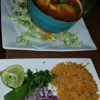 La Penca Azul - Chicken enchiladas, chicken was dry sauce was bland.  3.5/5  Seafood soup on top was very flavorful!  4 5/5 - Mexican Near Me - Alameda, California