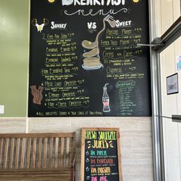 Entry area and breakfast and drink menu boards Entry area and breakfast and drink menu boards