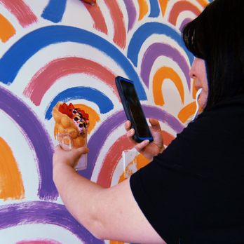 Double Three - Rainbow photo opp wall. - Ice Cream & Frozen Yogurt Near Me - Honolulu, Hawaii