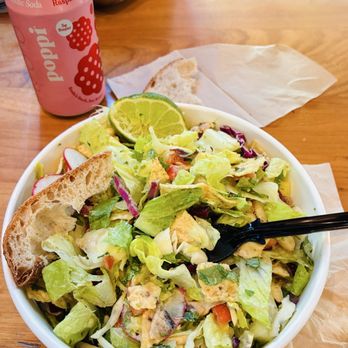 fresh&co - Here's another shot of the Shrimp Taco Salad w/ a little bread on the side. - Salad Near Me - New York, New York fresh&co - Here's another shot of the Shrimp Taco Salad w/ a little bread on the side. - Salad Near Me - New York, New York