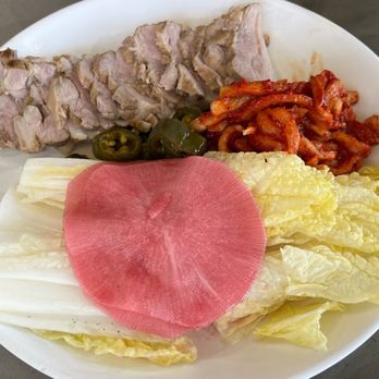 Jang Su Jang - Bossam Jungsik (pork slices with pickled nappa, radish & kimchi). - Korean Near Me - Torrance, California Jang Su Jang - Bossam Jungsik (pork slices with pickled nappa, radish & kimchi). - Korean Near Me - Torrance, California