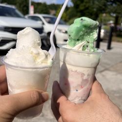 Capri Homemade Italian Water Ice - Lemon peel Mint choco chip and birthday cake with vanilla custard!