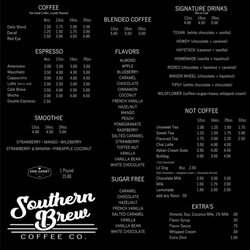 Southern Brew Coffee - Menu