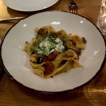 Rooster & Owl - Pappardelle with duck sausage, roma tomatoes, honey ricotta - New American Near Me - Washington, DC, District of Columbia Rooster & Owl - Pappardelle with duck sausage, roma tomatoes, honey ricotta - New American Near Me - Washington, DC, District of Columbia