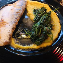 Perch with polenta and spinach