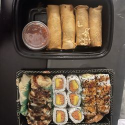 Toko Sushi - Spring rolls, eel cucumber rolls +cream cheese +deep fried, shrimp tempura, spicy tuna +mango