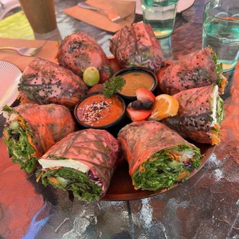 Me & Jungle Cafe - Variety of spring rolls (size of burritos!) summer shrimp and vegan soya - Cafes Near Me - Piedmont, California Me & Jungle Cafe - Variety of spring rolls (size of burritos!) summer shrimp and vegan soya - Cafes Near Me - Piedmont, California