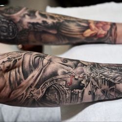 Ink 112 Tattoo Studio - Custom black and grey realism Egyptian sleeve
