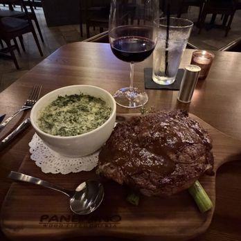 Panevino North - Ribeye with creamed spinach - Italian Near Me - Plano, Texas
