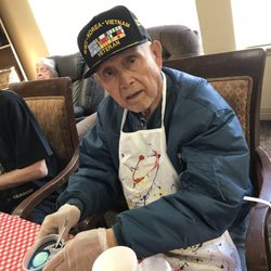 Prestige At Miraloma - Grandpa coloring Easter eggs at prestige at mira loma!