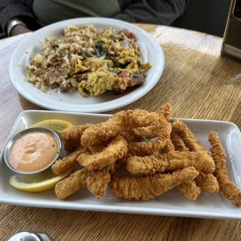 The Great Room Cafe - Calamari and Steak Scramble - Breakfast & Brunch Near Me - Redondo Beach, California The Great Room Cafe - Calamari and Steak Scramble - Breakfast & Brunch Near Me - Redondo Beach, California
