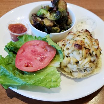 Bluestone Restaurant - Crabcake Lunch Platter w Brussels - American Near Me - Timonium, Maryland Bluestone Restaurant - Crabcake Lunch Platter w Brussels - American Near Me - Timonium, Maryland