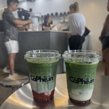 CaPhein  Coffee - strawberry matcha and matcha latte with earl grey syrup - Coffee & Tea Near Me - Austin, Texas