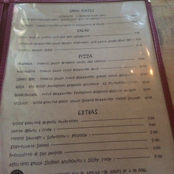 Pizzeria Bianco - menu - Pizza Near Me - Phoenix, Arizona
