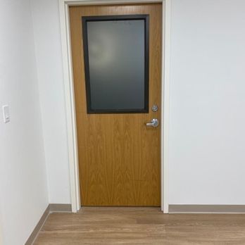 Secur-A-Door - Retrofit of a wooden office door for a new window with acid washed glass - Door Sales/Installation Near Me - Maspeth, New York