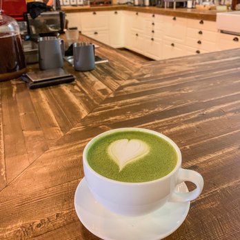Square 1 Coffee - Matcha latte. Can you see the old style tiles on the background ? - Cafes Near Me - Edmonton, Alberta Square 1 Coffee - Matcha latte. Can you see the old style tiles on the background ? - Cafes Near Me - Edmonton, Alberta