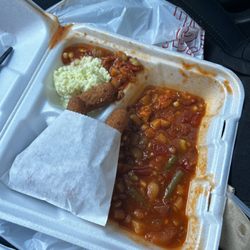 The Dog House - I ordered the "Brunswick Stew Plate"
Had I known they were going to literally put their stew in a styrofoam plate, I may have not....