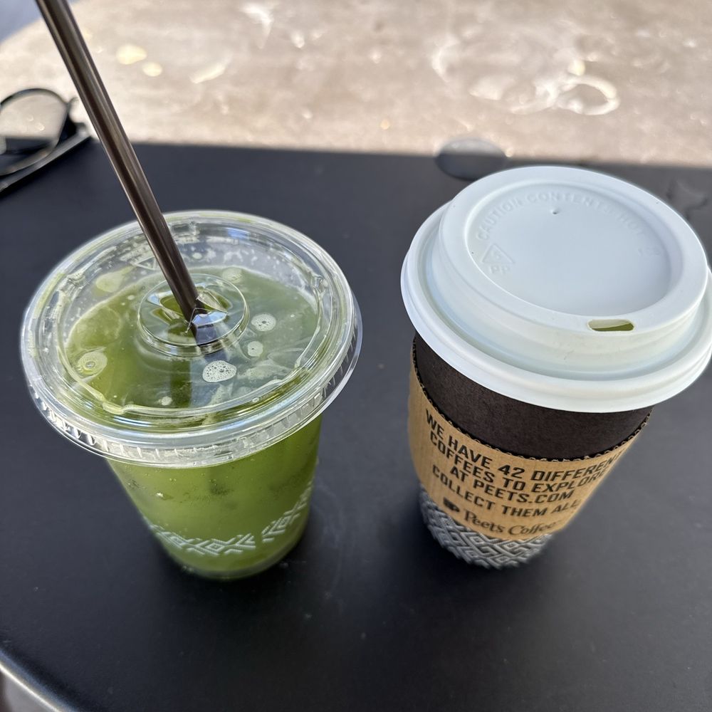 Coffee and a juice drink Coffee and a juice drink