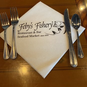 Feby's Fishery - fork, knife and napkin - Seafood Near Me - Wilmington, Delaware Feby's Fishery - fork, knife and napkin - Seafood Near Me - Wilmington, Delaware