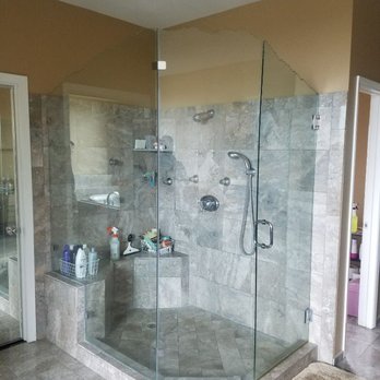 Standard Glass And Mirror Texas - Frameless shower door with notch - pulled edges across the top - Windows Installation Near Me - Arlington, Texas Standard Glass And Mirror Texas - Frameless shower door with notch - pulled edges across the top - Windows Installation Near Me - Arlington, Texas
