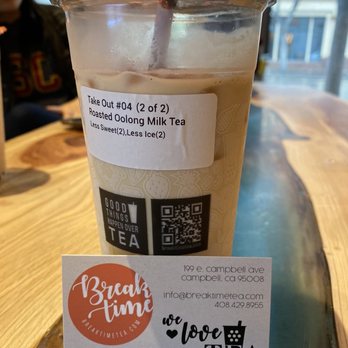 Breaktime Tea - Roasted Oolong Milk Tea - Bubble Tea Near Me - Campbell, California