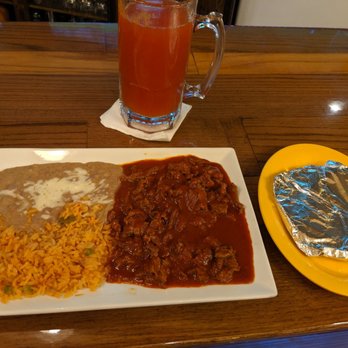 Los Amigos Mexican Restaurant - Chile Colorado with a michelada - Mexican Near Me - Ann Arbor, Michigan