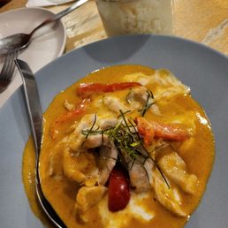 Penang curry and a small coconut rice