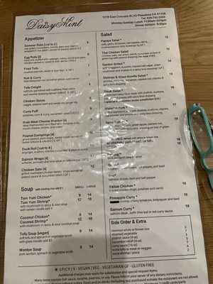 Menu photo 1 Daisy Mint Pasadena, CA