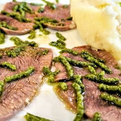 Bocconcino - Off-menu special, Beef Tongue w/ salsa verde and creamy potatoes. FANTASTIC