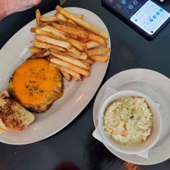 Midway Grille - Hamburger steak with cheddar and cold slaw - American Near Me - Bolivia, North Carolina Midway Grille - Hamburger steak with cheddar and cold slaw - American Near Me - Bolivia, North Carolina