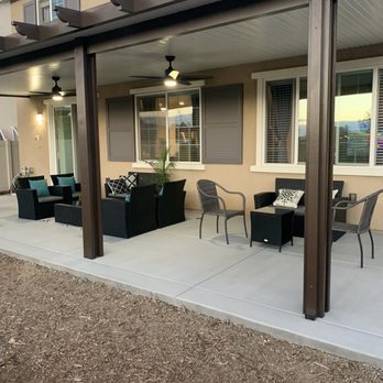 KM Patio Covers - 33 foot Spanish brown and white Alumawood Patio Cover - Patio Coverings Near Me KM Patio Covers - 33 foot Spanish brown and white Alumawood Patio Cover - Patio Coverings Near Me