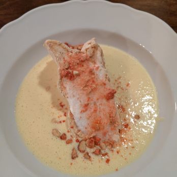 St Lawrence Restaurant - Baked meringue, pink almond praline and vanilla custard sauce - French Near Me - Vancouver, British Columbia St Lawrence Restaurant - Baked meringue, pink almond praline and vanilla custard sauce - French Near Me - Vancouver, British Columbia